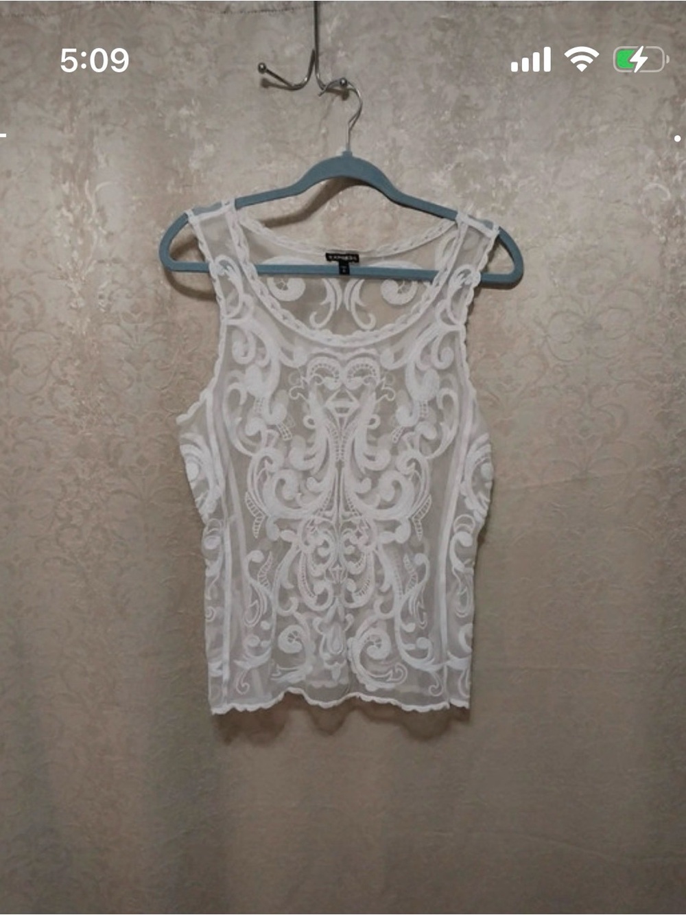 Express White Embroidered Lace Camisole